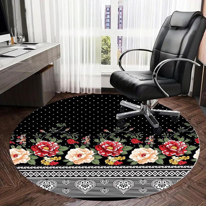 1pc Office Carpet Chair Mats Floral Pattern with Hearts Perfect for Decorating Office Chairs, Living Rooms, Or Bedrooms