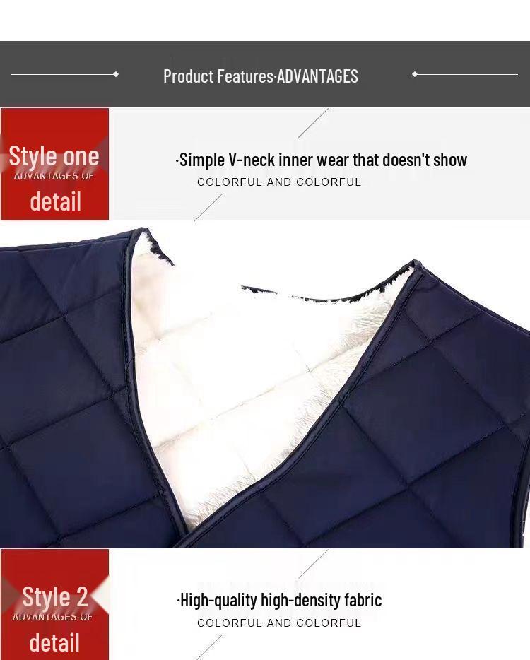 Herrväst i Plusstorlek av Bomull - Höst/Vintervärme med Sammetsfoder, Klassisk Ärmlös Stil för Medelålders Mode.