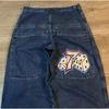 Embroidered Baggy Jeans Y2K Clothes Men Women Harajuku Hip Hop Embroidered Vintage Blue Baggy Jeans Low Rise Wide Leg Pants