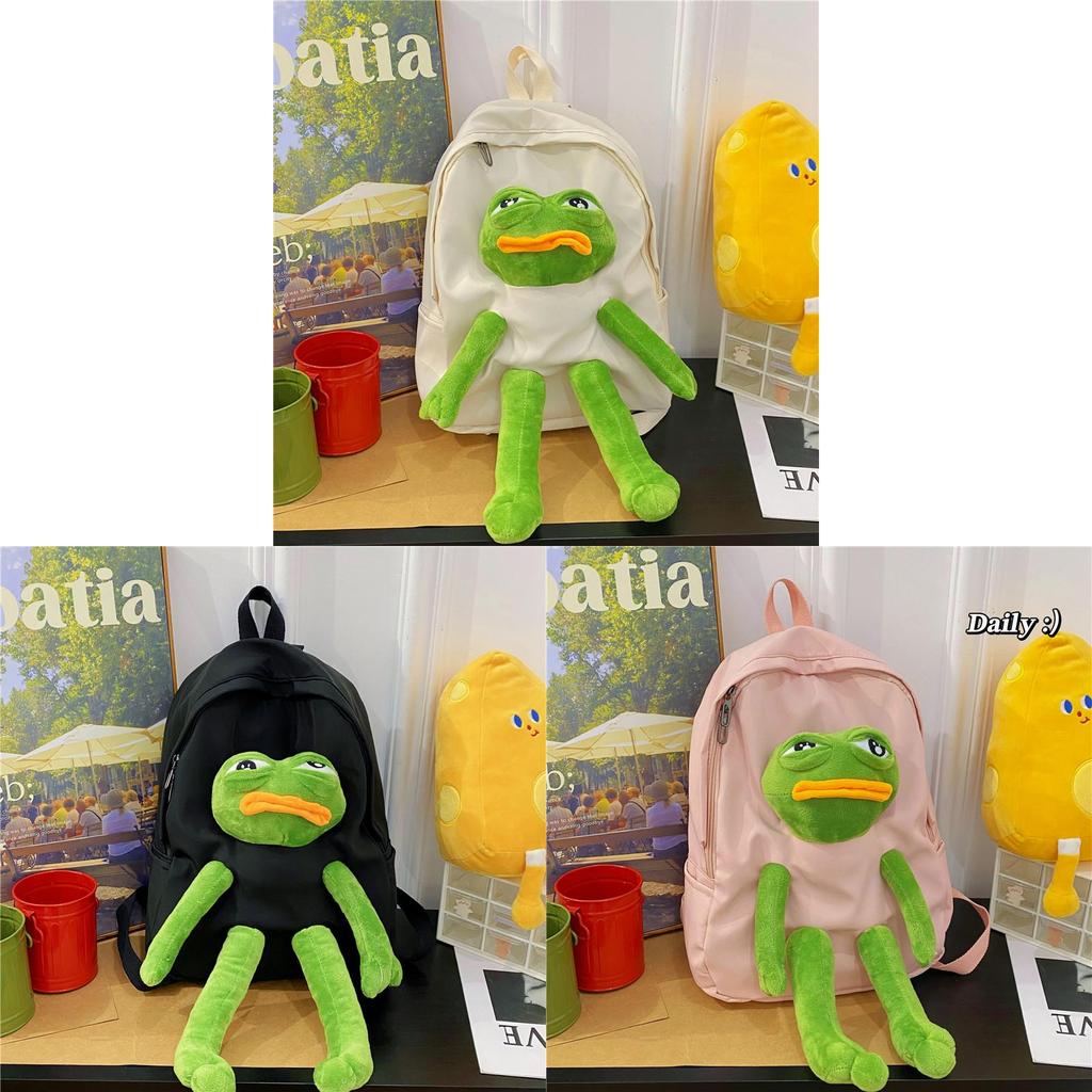 Cartoon-Frosch-Rucksack für Kinder und Jugendliche, Oxford-Stoff, lässige Schultasche mit Luftstrom-Komfort