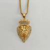 AAA CZ Crown Lion King Pendant Gold Silver Plated Punk Hip Hop Animal Lion Lion Head Men's Stainless Titanium Steel Necklace