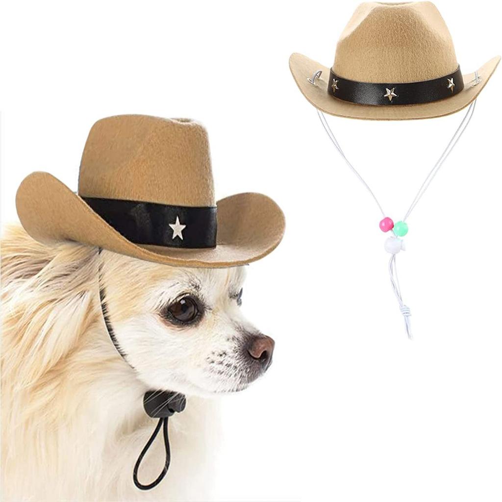 Small Dog Cowboy Hat Bandanas Set Birthday Party Cowboy Caps Dog Costume Hat