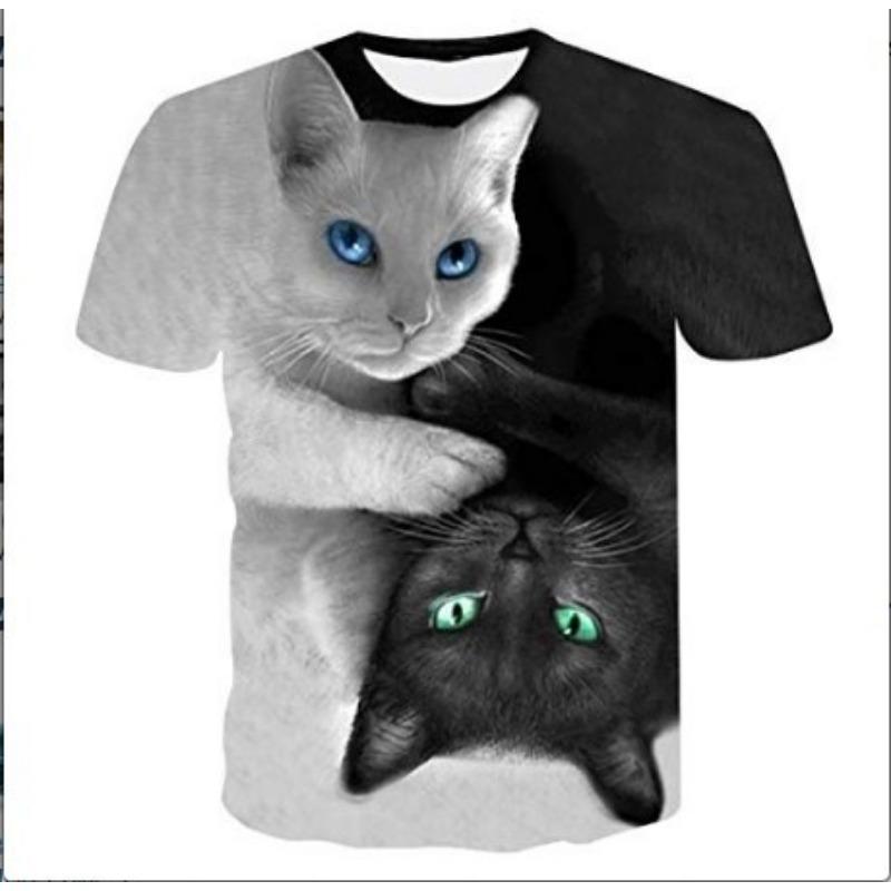 Summer New Style Summer Women's Loose Round Neck Short Sleeve Cat 3D Printed T-shirt