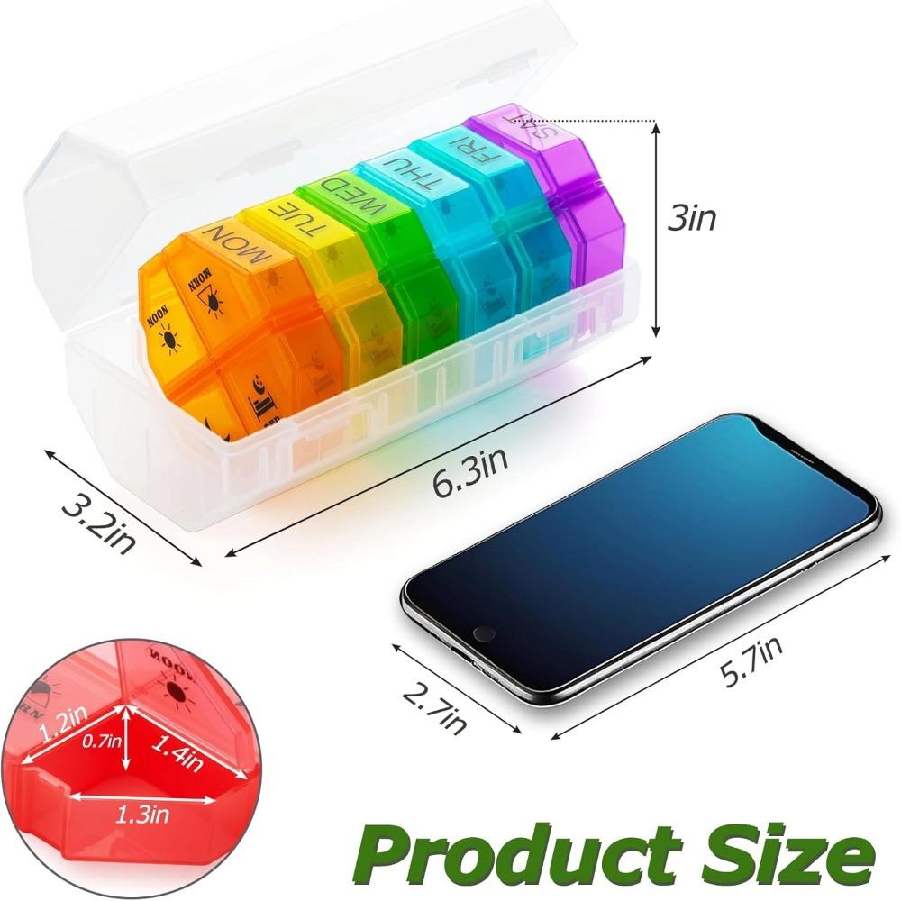 Portable Travel Weekly Pill Organizer Box Case 4 Times A Day 28 Extra Large Compartments Organizer Container for Vitamin Fishoil