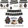 Party Theme Birthday Decor Suit Supplies Set Balloon Banner Cake Topper