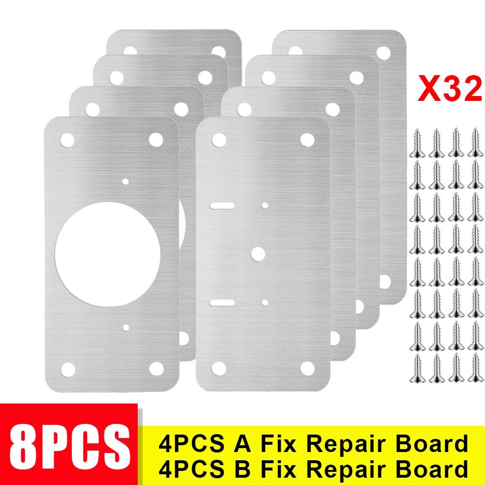 10/2-teiliges Reparaturplatten-Set für Schrankscharniere, Montageplatte aus Edelstahl für Türscharniere mit Löchern für Küchenschränke zu Hause und im Schrank