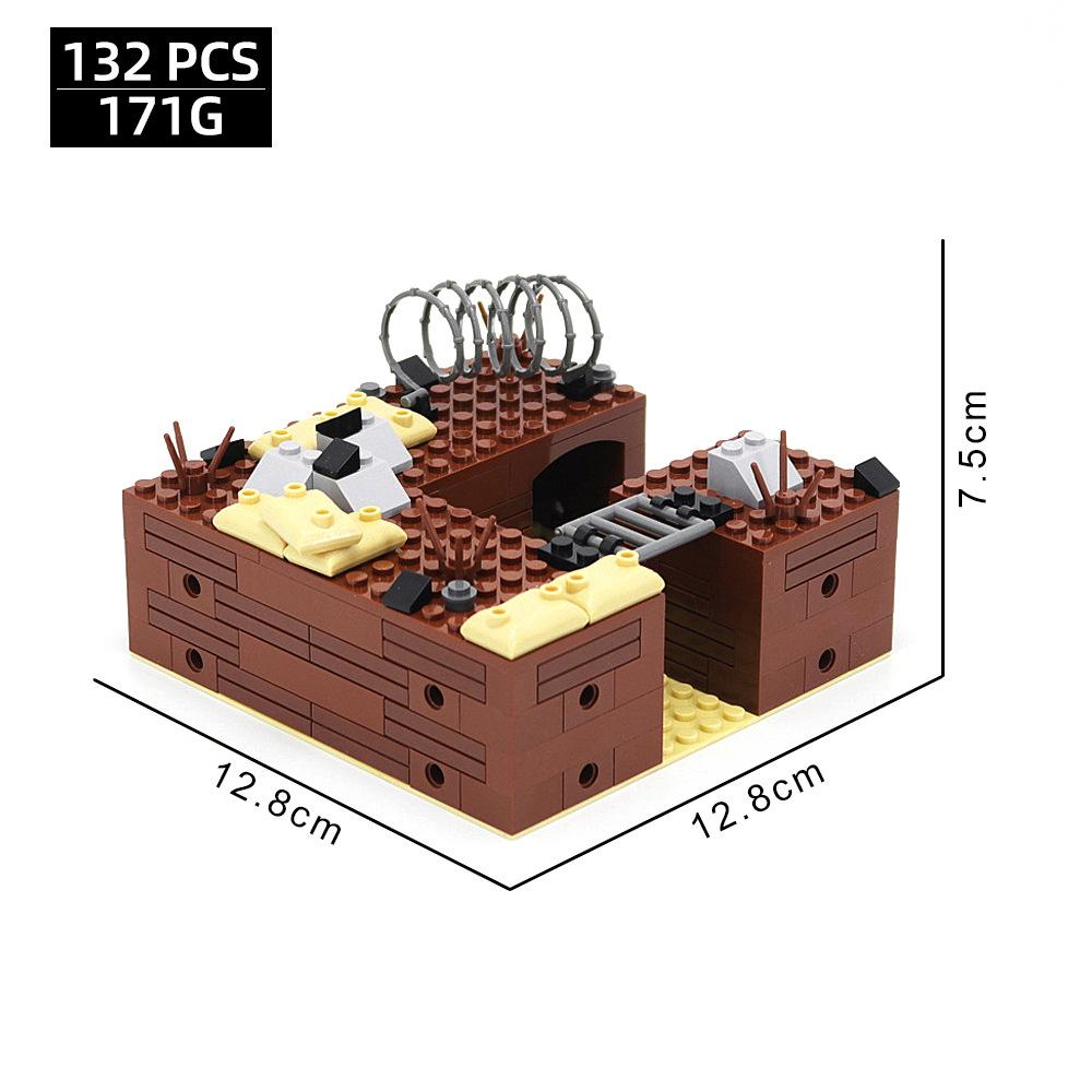 Small Particle Assembled Building Block Trench Fortress Bunker Military Battlefield Scene Ornament Decorative Toy
