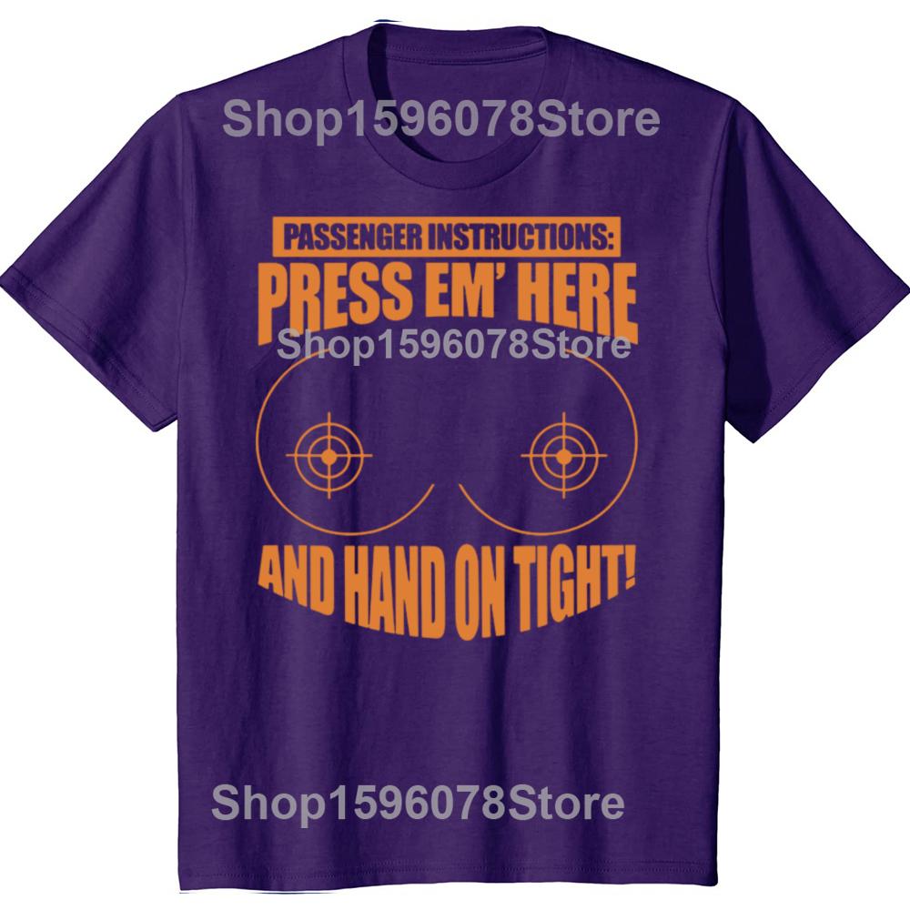 

Passenger Instruction Press Em Here Funny Motorcycle Graphic T Shirts Humor Streetwear Tee Short Sleeve Unisex Loose Clothing 4XL