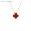 Four-leaf Clover Necklace for Women Natural White Mother-of-pearl Carnelian Sweater Chain