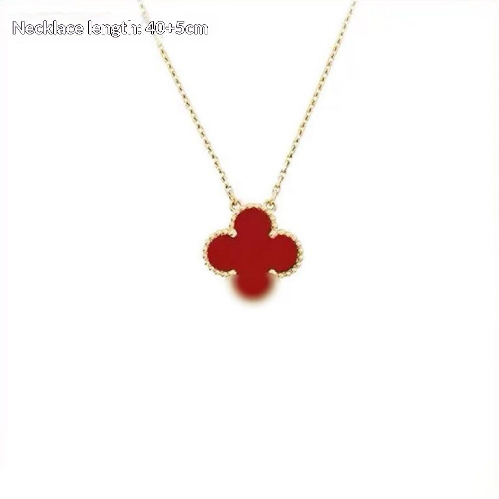 Four-leaf Clover Necklace for Women Natural White Mother-of-pearl Carnelian Sweater Chain