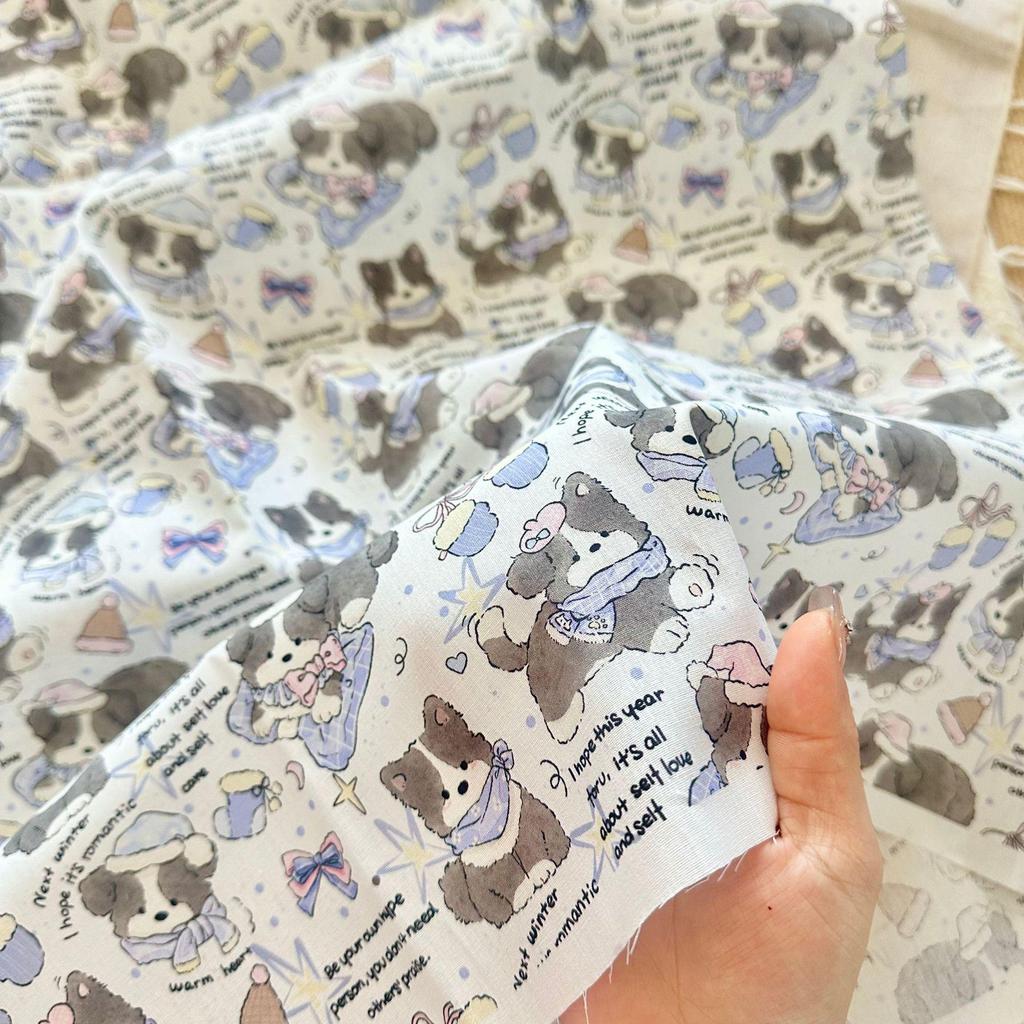 100% Cotton Digital Print Fabric: Korean Style Cartoon Animal & Floral Design for Women's, Children's Clothing & Homewear DIY