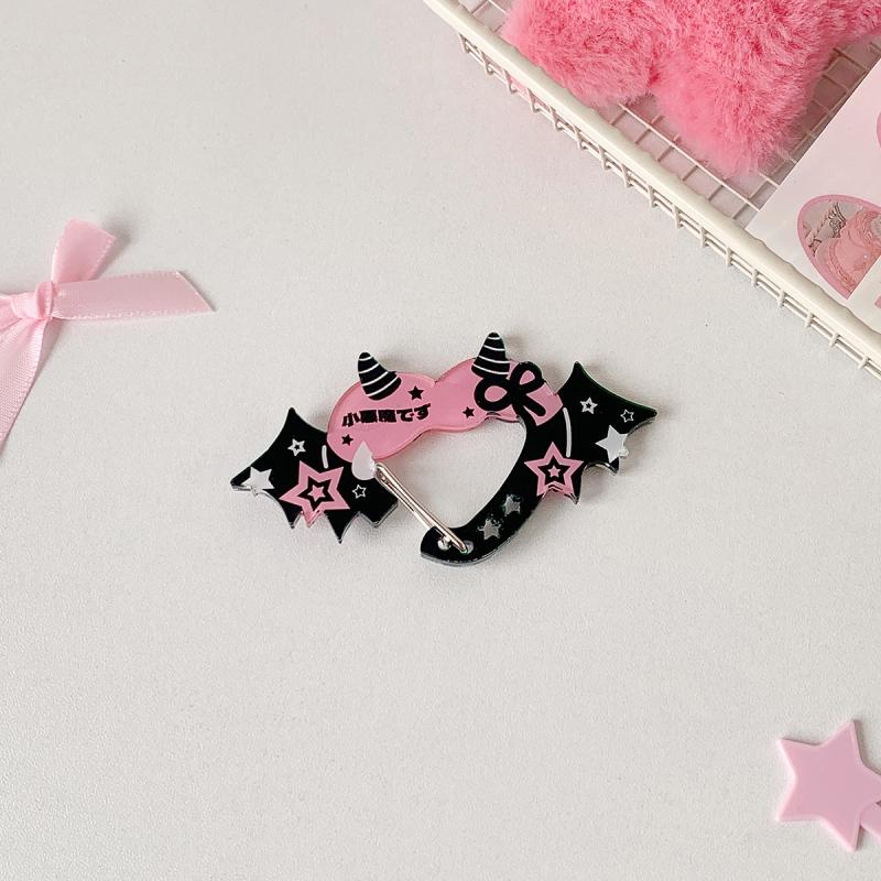 Sweet Cool Girls Acrylic Keychain Hook Pink Black Hanging Decoration For Bag Pendant Doll Toy Holder Personalized Pendant Gift