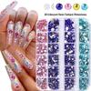 12-Fächer-Box mit gemischten Acrylharz-Strasssteinen mit flachem Boden für DIY Bären-Nagelkunst