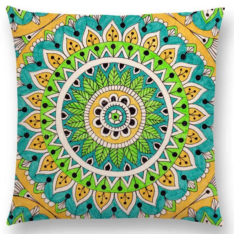 Neueste Boho Bunte Blumen Kissenbezug Rosa Regenbogen Lebhaft Floral Mandalas Musterdesign Begeisterung Drucke Kissenbezug