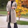 Women's Woolen Coat Autumn Winter Double-breasted Lapel Overcoat Loose-fit Solid Color Warm Long Coat for Office Daily Wear