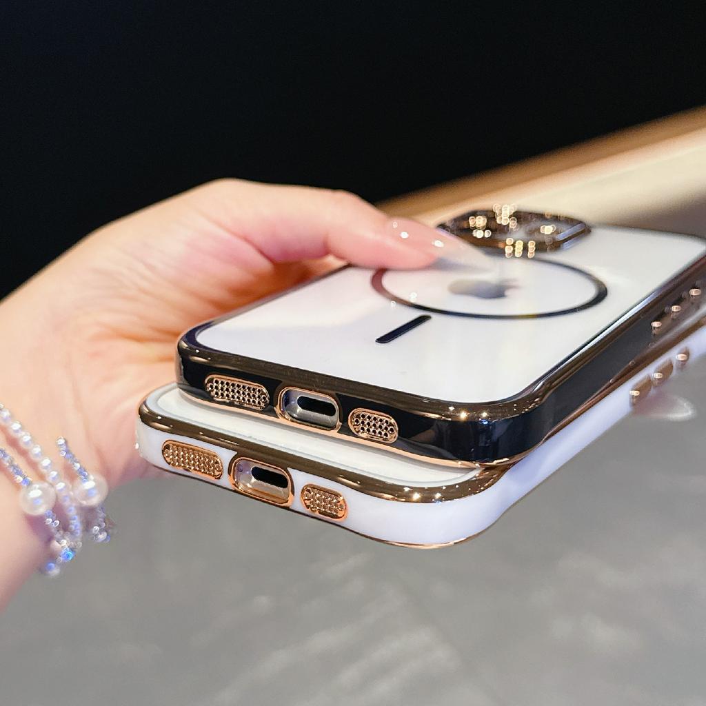 For iPhone 16 Magnetic Case TPU Acrylic Phone Cover with Detachable Lens Frame