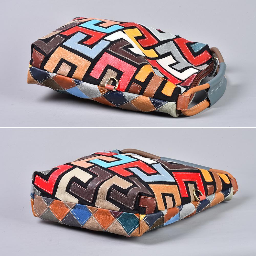 Modische Damenhandtasche Patchwork aus echtem Leder Personalisierte Tasche, farblich abgestimmte lässige Damenhandtasche Umhängetasche