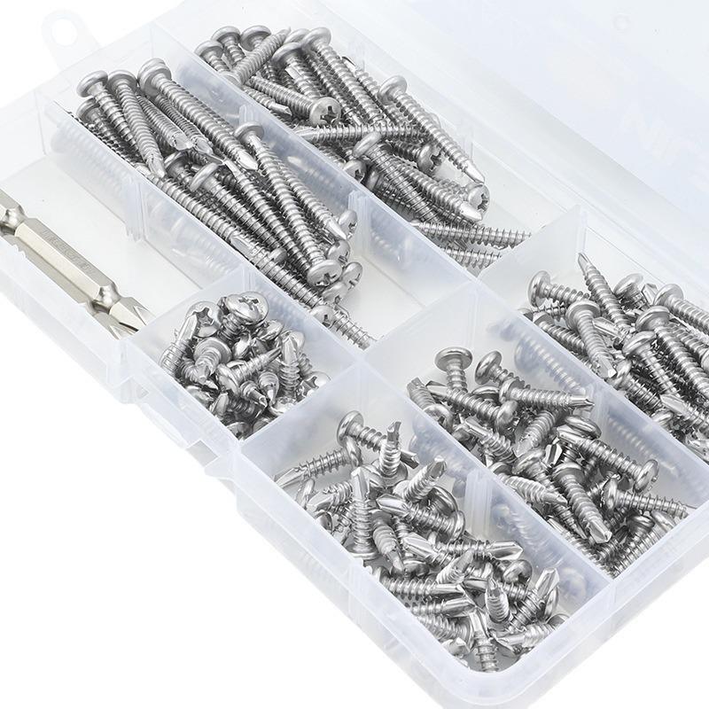 410 Stainless Steel Cross Round Head Screw Set with Pan Head and Dovetail Drill Screws