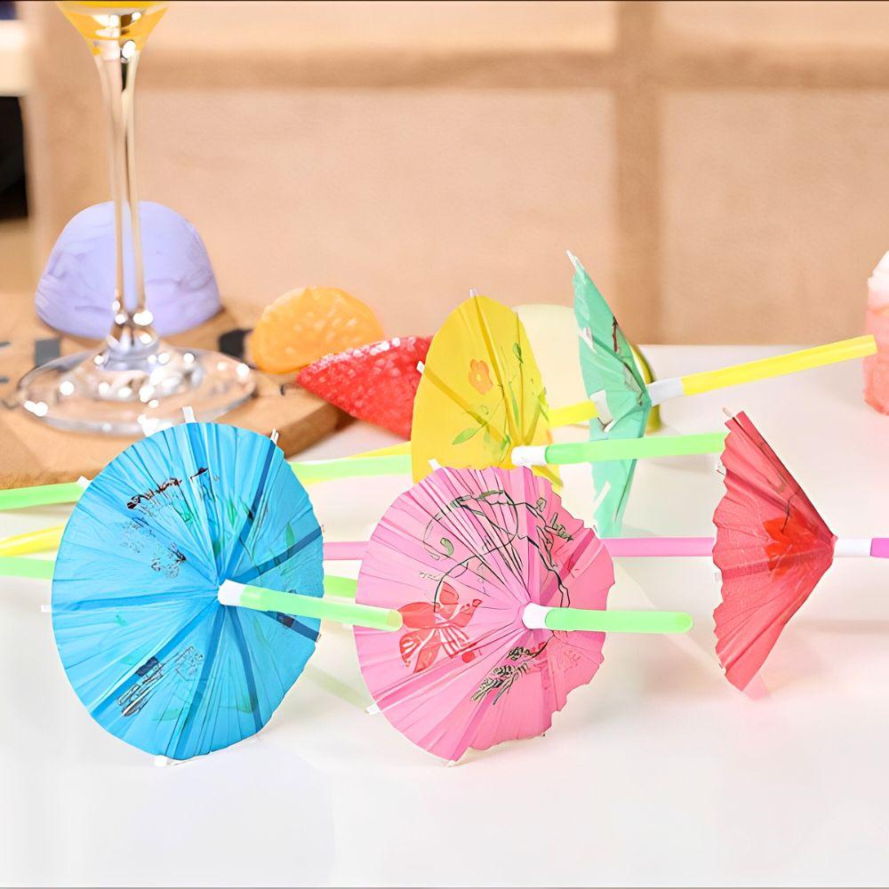 20/50/120pcs Plastic Umbrella Straw Mixing Colors Pool Beach Carnival Camping Holiday Team Party Bar Drinks Decorations YMY