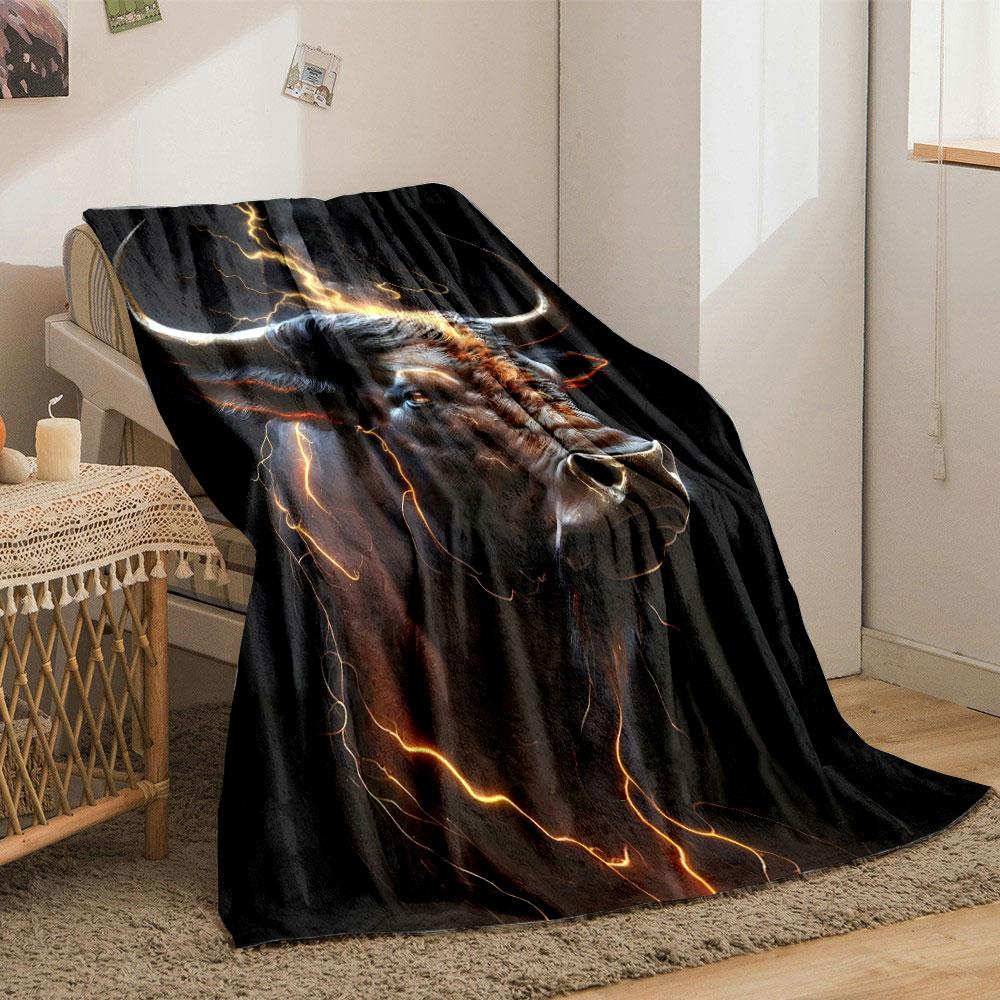 Fierce Lightning Bull Blanket bedroom Blanket for Livingroom Couch lunch break Soft throw for Friend's festival Gift