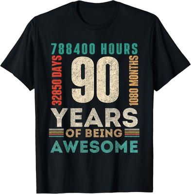 90th Birthday Hours Days Months 90 Years Old Bday T-Shirt Unisex T-Shirt