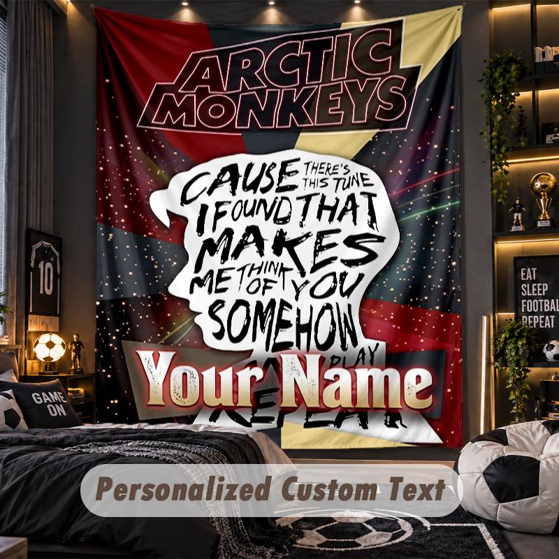 Personalized Wall Tapestry,Arctic Monkeys Custom Printed Name, Fabric Wall Art For Indoor Room Backdrop