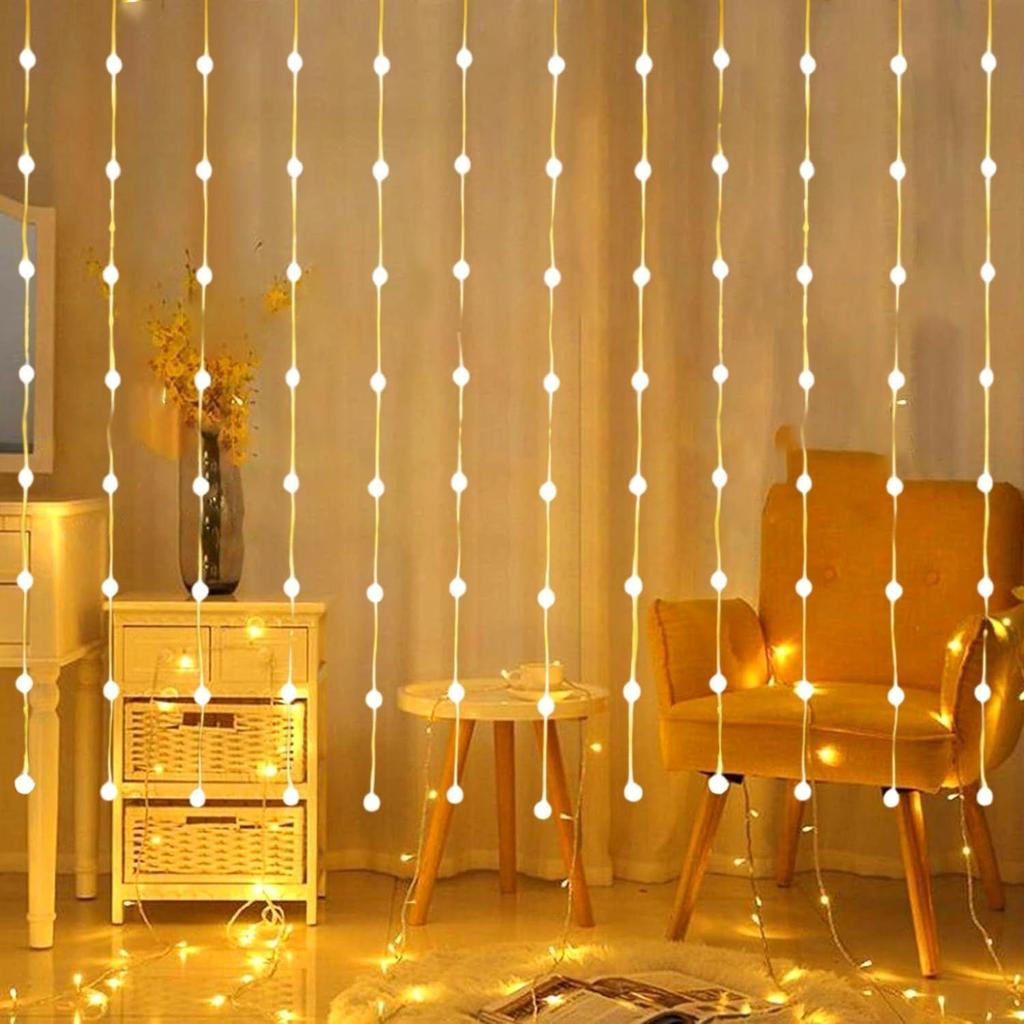 80 Crystal Ball Diwali Lights for Decoration for Home Warm White Led String Lights Curtain Lights Ball Pendants 3x1 Mtr String Light