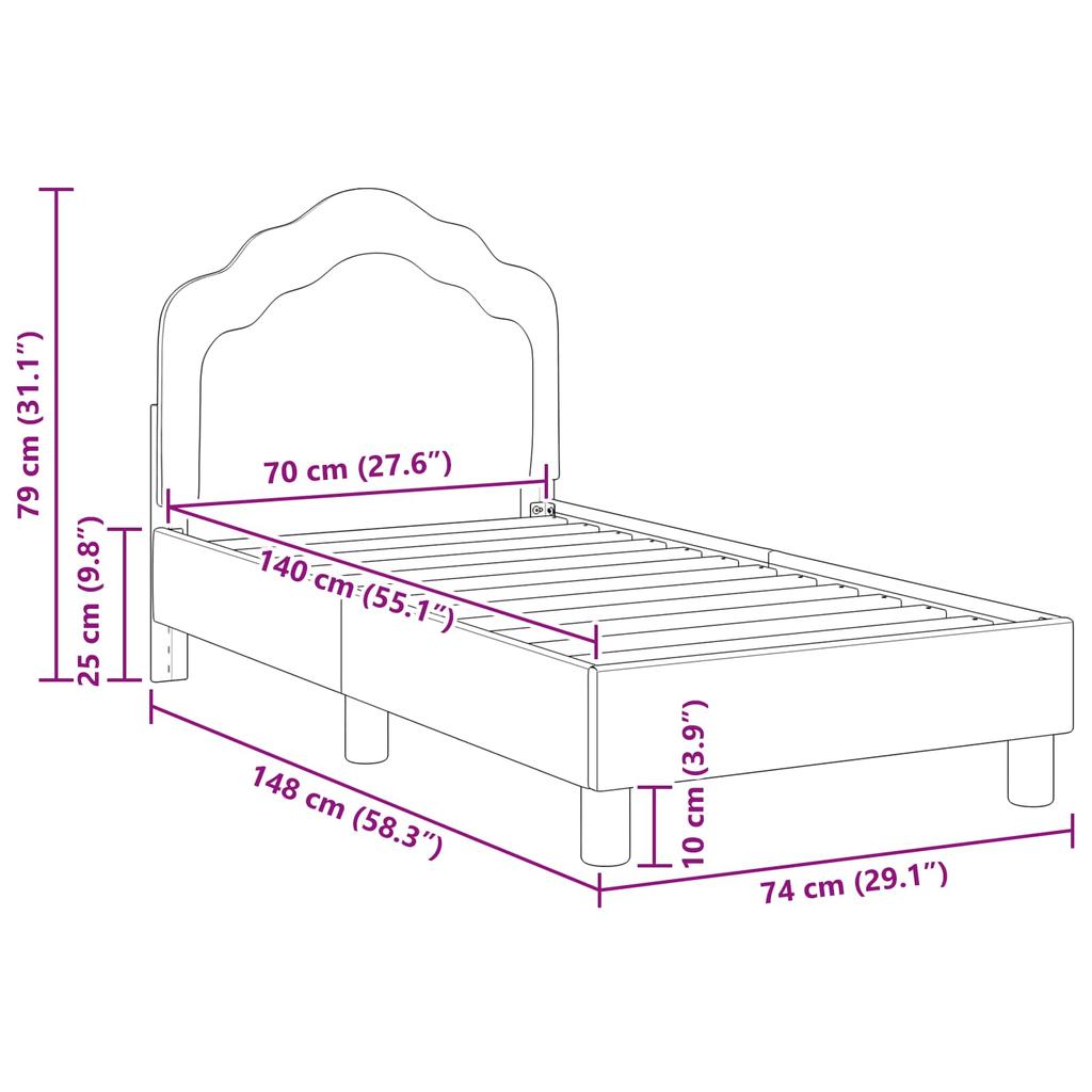 Kids Bed Frame with Headboard Police Blue 70 x 140 cm Velvet