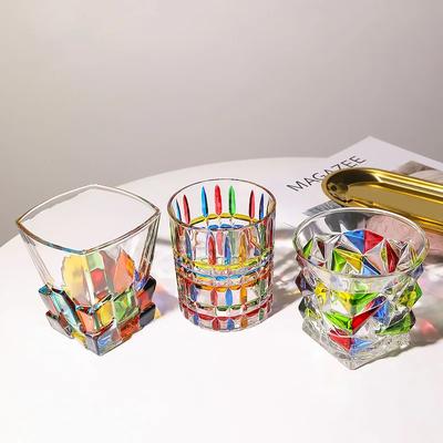 Retro Creative Handmade Glass Cup Exquisite Colorful Whiskey Glass Cup Daily Party Unique Glass Cups