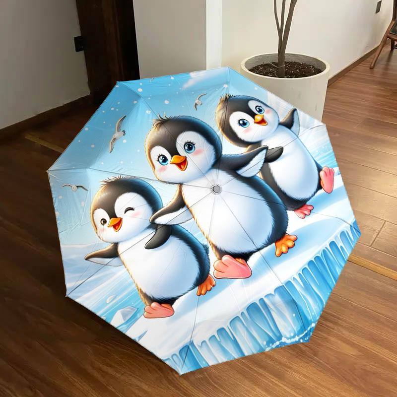 1pc Penguin Island Adventure Umbrella with Plastic Handle,Suitable for All Seasons Home Travel Outdoor UmbrellaDD1209