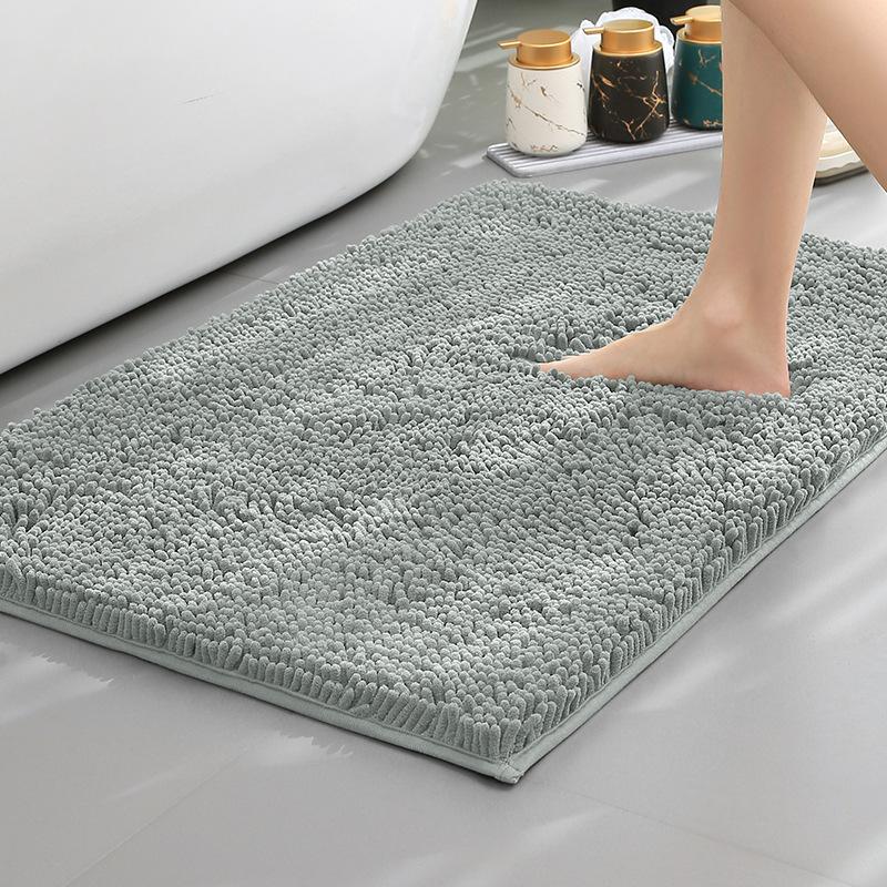 Chenier Thickened Solid Color Bathroom Floor Mat, Bathroom Non-Slip Foot Mat, Household Bathroom Door Absorbent Dirt-Resistant Carpet