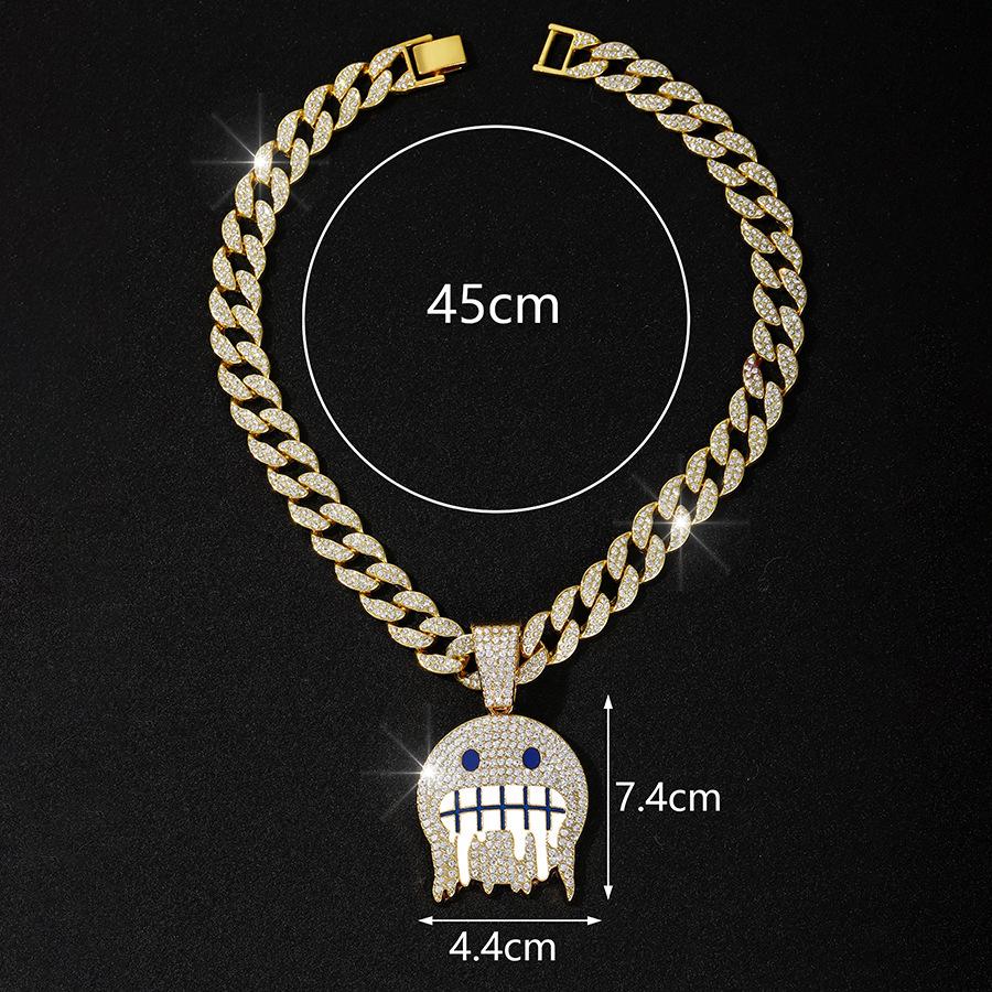 Alloy Supply Hip Hop Cuban Chain Full Diamond Coldfaceemoji Emoji Pendant Jewelry