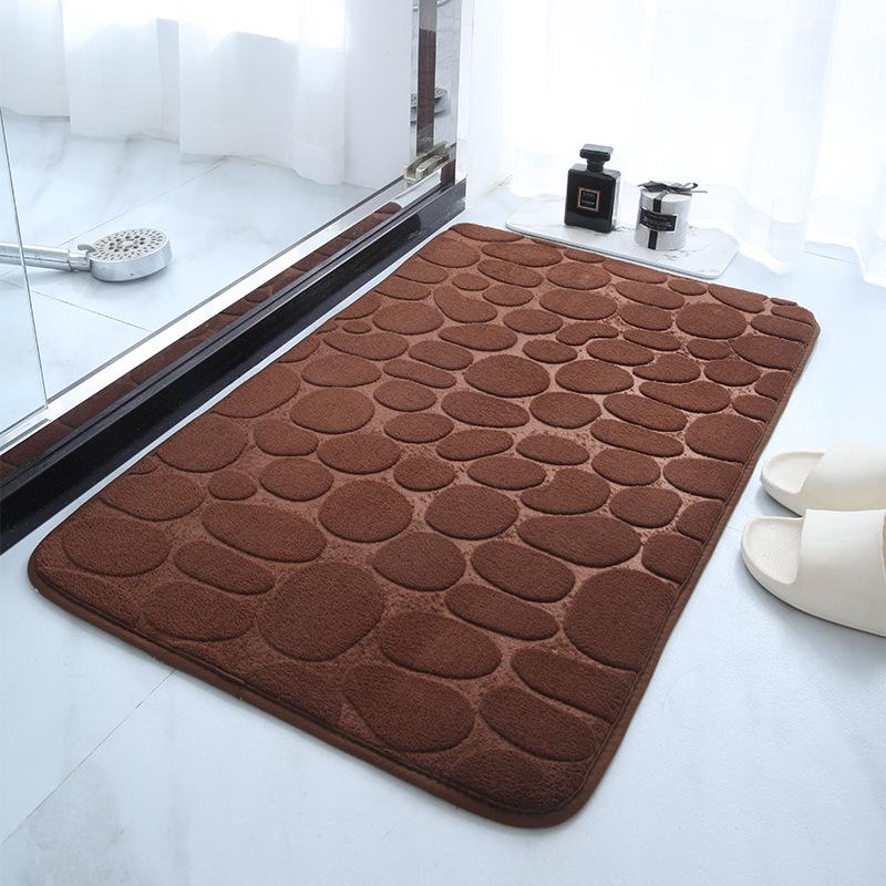 

Pebble Textured Absorbent Coral Fleece Bathroom Mat, Solid Color, Stain Resistant, Thickened 40x60cm