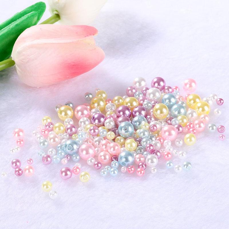 150–200 Stück bunte ABS-Imitationsperlen, Mix 3–8 mm runde Perlen mit Löchern, DIY-Armband, Charms, Halskette, Perlen für die Schmuckherstellung