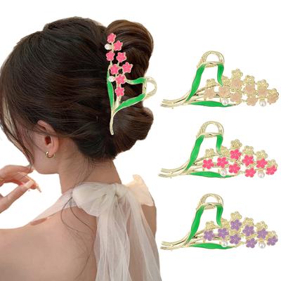 Molans Neue Blume Haarspange für Frauen Elegante Haarspange Haaraccessoires Metall Pferdeschwanz Krallenclip Kopfschmuck