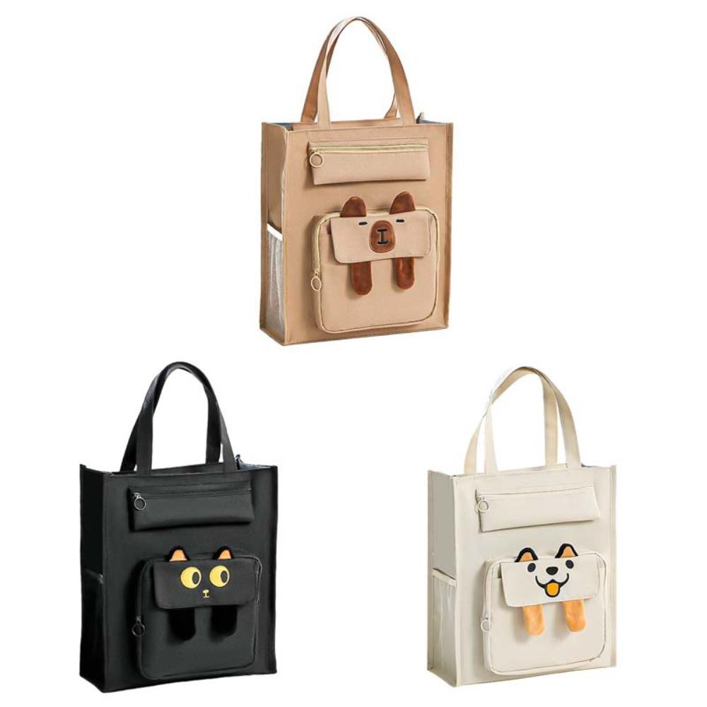 Large Capacity Dog Shoulder Bag Canvas Handbag Student Tote Bag Cute Capybara Canvas Bag  Student