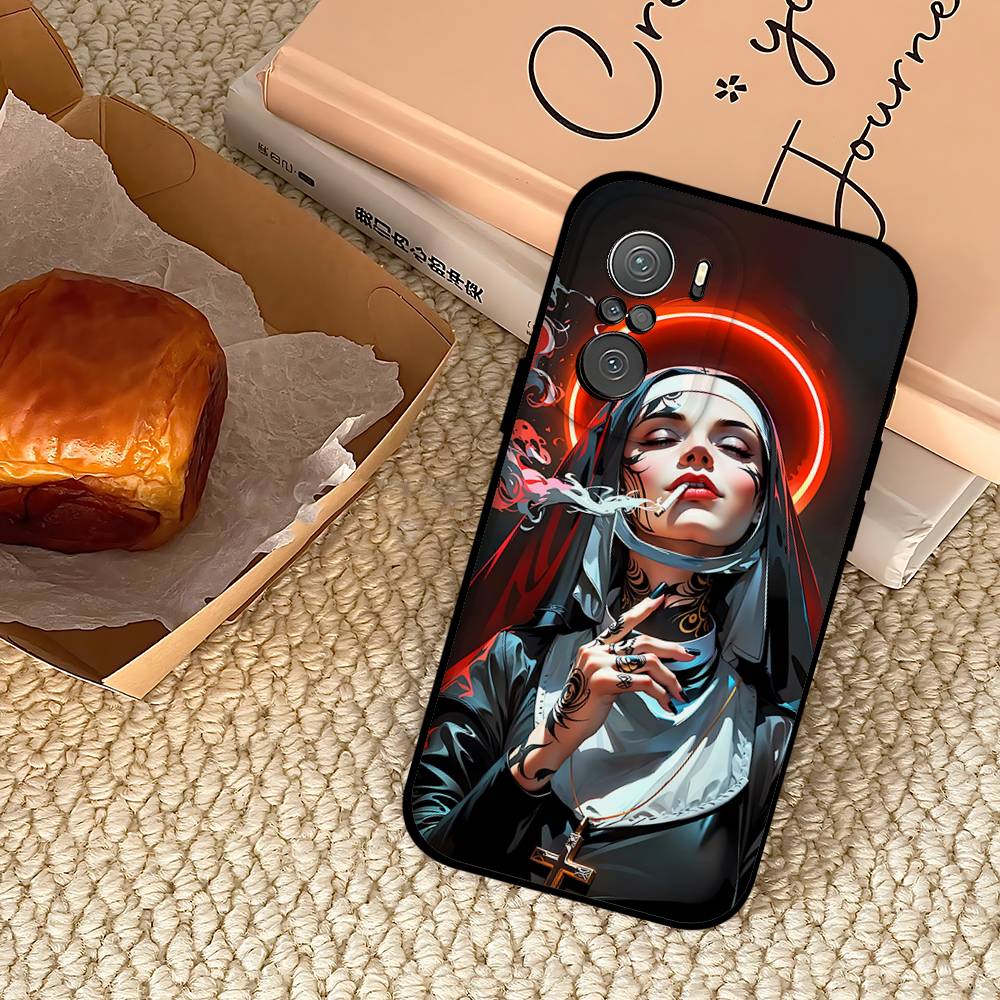 Nuns Beauty Phone Case For Xiaomi 11/12 Redmi Note 11/5G 8T 12S Ultra Black Compatible Mobile Accessory
