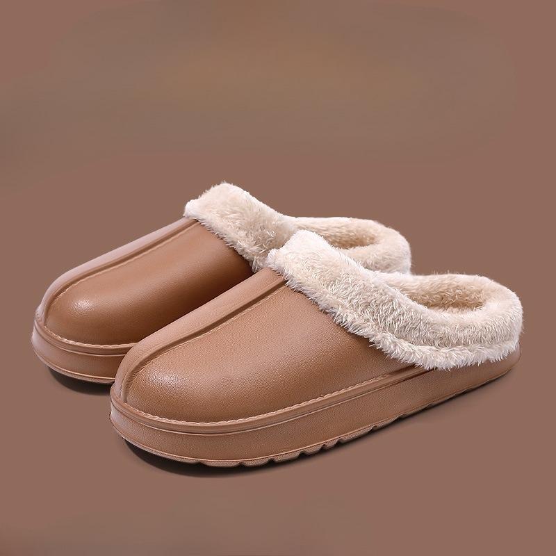 Новые хлопковые туфли, водонепроницаемые, на толстой подошве, противоскользящие домашние тапочки для помещений, женская обувь 44-45 коричневый