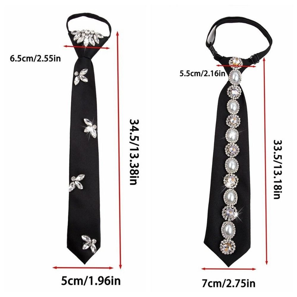 Fashion Korean Style Rhinestones Tie Black Academic Style Long Necktie Versatile JK Decoration Shirt Tie Women