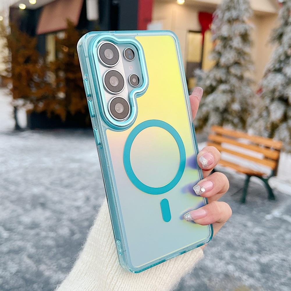 Gradient Dazzling For MagSafe Case For Samsung S25 S24 Ultra S25Edge FE S26 Ultra A56 A55 A36 5G A17 Metal Lens Hard PC Cover