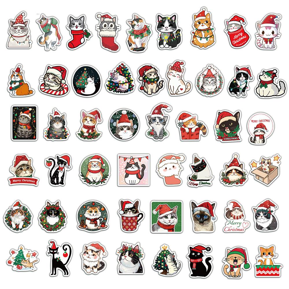50PCS Christmas Cat Cute Stickers Graffiti Decoration Phone Case Notebook iPad Waterproof DIY Stickers