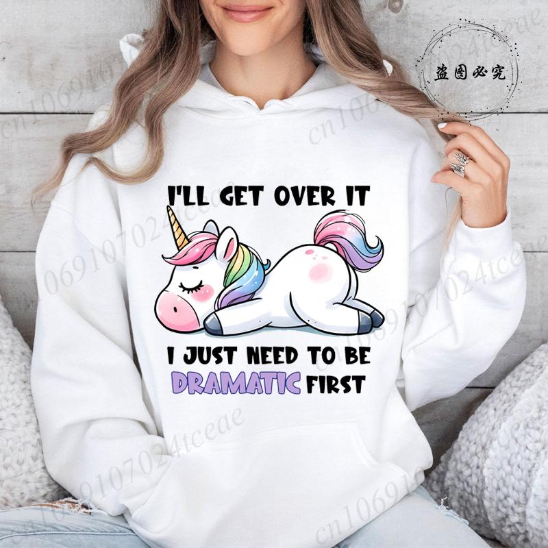 Women Hoodies Funny Unicorn Sarcastic Print Hoodie Fashion Clothing Casual Female Sweatshirts Funny Unicorn Fashion Streetwear