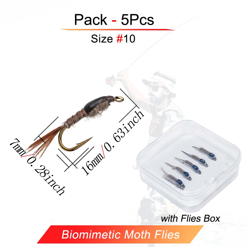 

5/10 шт. искусственная приманка для ловли рыбы нахлыстом HaresEar Nymph Dry Flies, с коробкой для мух, для ловли форели, окуня, панфиша, приманки 5Pcs/Box