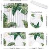 Green Turtleback Leaf Shower Curtain Set Bohemian Curtains Set with Rugs, Abstract Black Bathroom Decor Accessories Bathroom Set with Shower Curtain