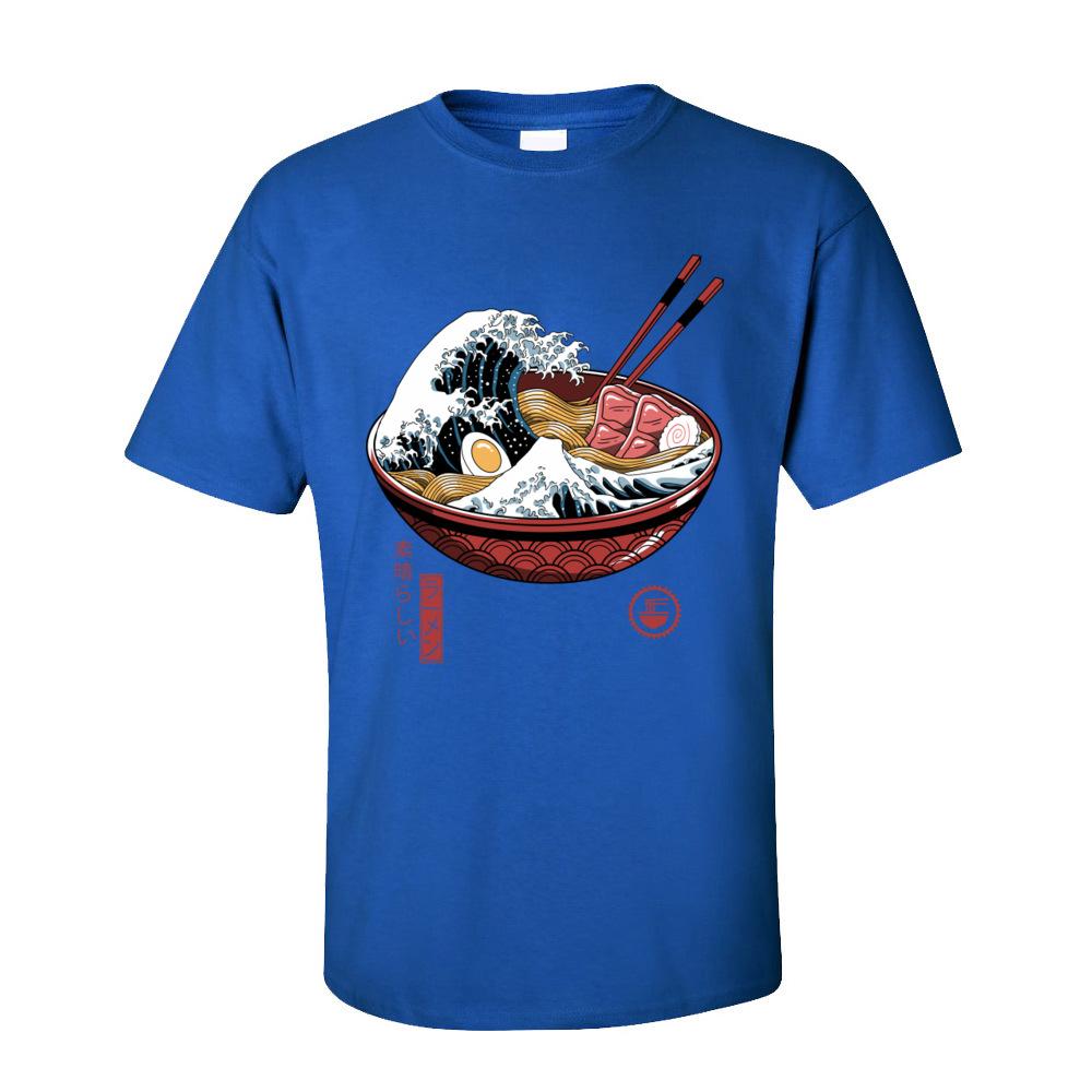 Printen Geweldige Ramen Golf Wit T-shirt voor Mannen Klassieke Japan Stijl Ronde Hals 100% Katoen Korte Mouw T-shirt Noedel T-shirts