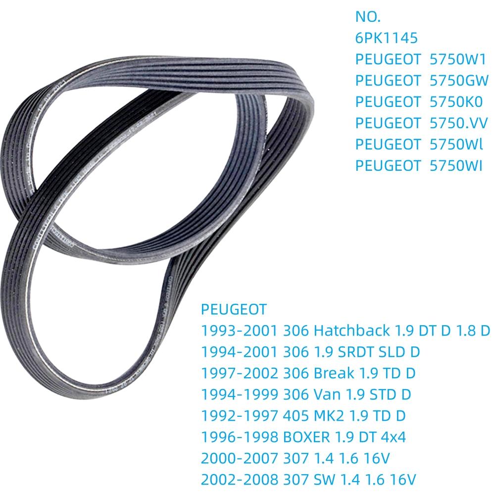 For PEUGEOT 2008 3008 5008 4006 807 107 607 406 605 806 306 405 1007 301 208 207 108 Engine Belt Air Conditioner V-Ribbed Belts