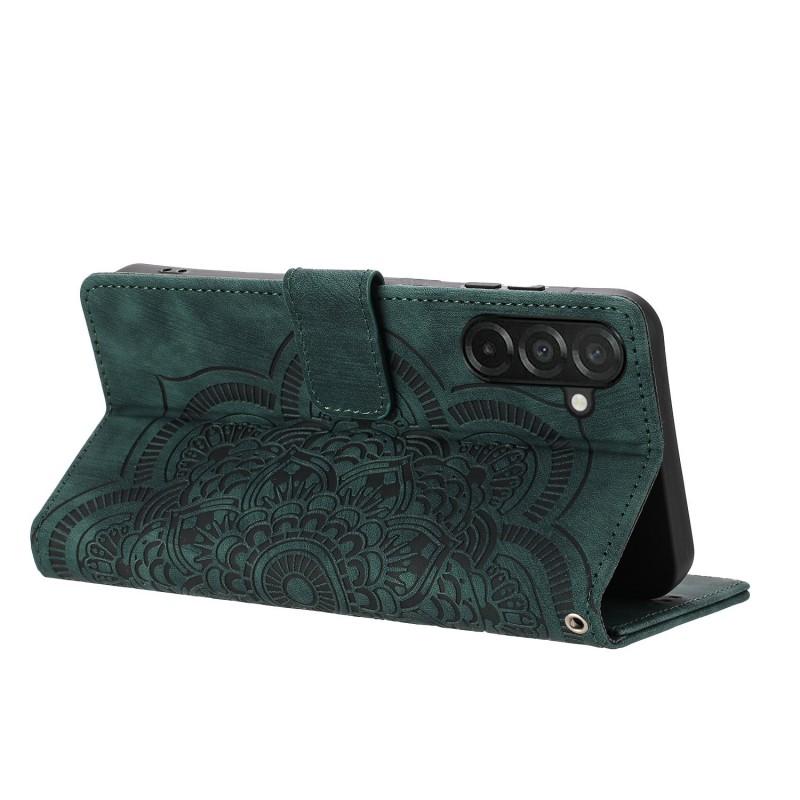 For Samsung Galaxy A56 5G Case with 2Pcs Tempered Glass WANLONFENG MTL Series Mandala Leather Phone Cover