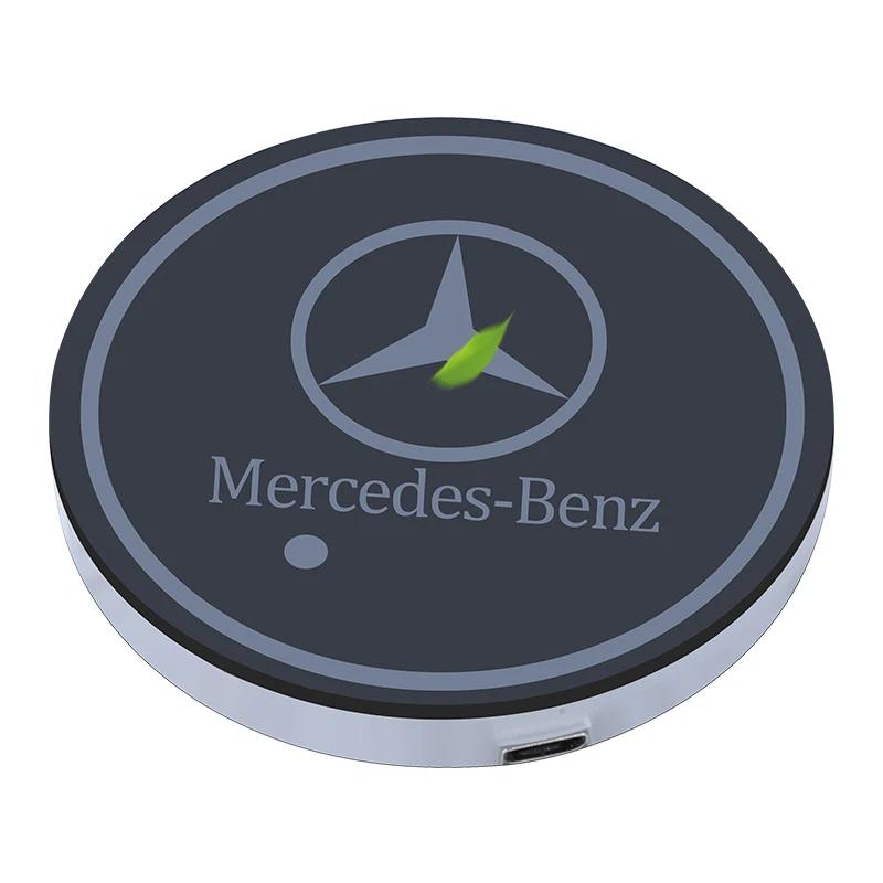 BTT1 1pcs Car Accessories Led Car Logo Cup lights Smart Luminous Water coaster For Mercedes benz AMG A B R G Class GLK GLA C200 E200