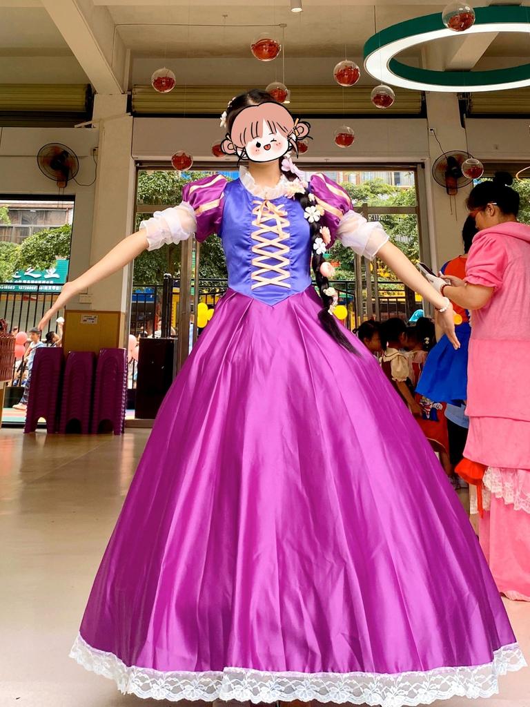 Rapunzel Long Hair Princess Dress Adult Costume Cosplay Halloween Princess Dress Cultural Festival Festival Pannier Set Included [Yousaku Co., Ltd.]