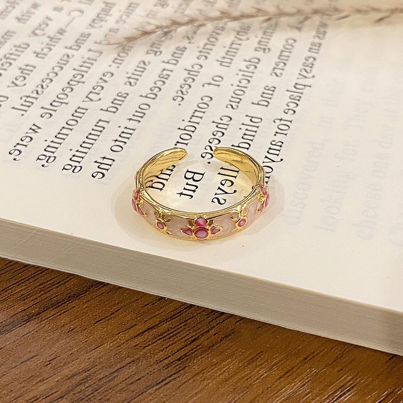 New Chinese Enamel Oil Pattern Ring Light Luxury High Sense Internet Celebrity Foreign Style Versatile Ring